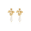 Wholesale Women's Minimalist Threedimensional Flower Pendant Tassel Stainless Steel Goldplated Resin Electroplated Earrings