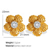 Wholesale Women's Minimalist 316L Stainless Steel Flower Pattern Inlay Earrings With Electroplating