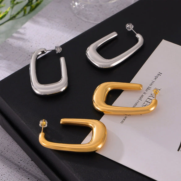 Wholesale Women's Minimalistic Niche Ushaped Geometric 316L Stainless Steel Goldplated Earrings