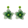 Wholesale Women's Mixed Materials Hand Knitted Flower Shape Cloth Raffia Grass Earrings Fashion Bohemia Design