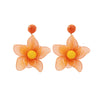 Wholesale Women's Mixed Materials Hand Knitted Flower Shape Cloth Raffia Grass Earrings Fashion Bohemia Design