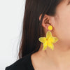 Wholesale Women's Mixed Materials Hand Knitted Flower Shape Cloth Raffia Grass Earrings Fashion Bohemia Design