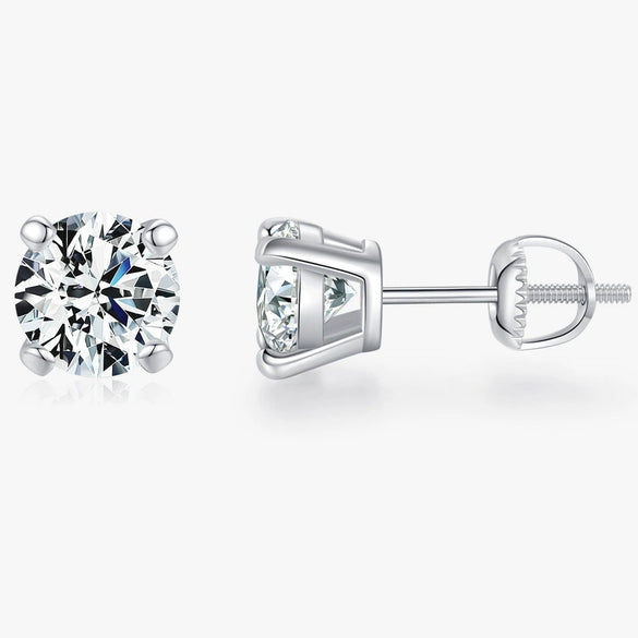 Wholesale Women's Modern Light Luxury Classic Simple Geometric S925 Sterling Silver Stud Earrings With Gem Inlaid