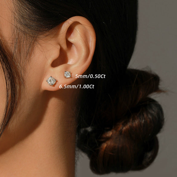 Wholesale Women's Modern Light Luxury Classic Simple Geometric S925 Sterling Silver Stud Earrings With Gem Inlaid