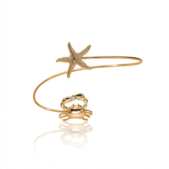 Wholesale Women's Modern Minimalist Animal Style Iron Electroplated Starfish And Crab Open Arm Bracelet Accessory