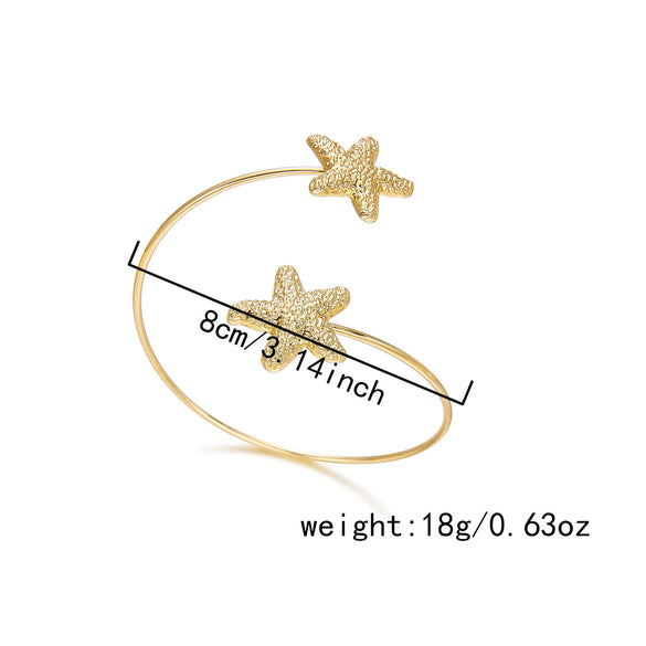 Wholesale Women's Modern Minimalist Animal Style Iron Electroplated Starfish And Crab Open Arm Bracelet Accessory