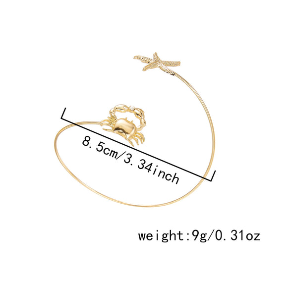 Wholesale Women's Modern Minimalist Animal Style Iron Electroplated Starfish And Crab Open Arm Bracelet Accessory