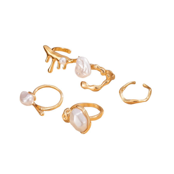 Wholesale Women's Modern Minimalist Geometric Alloy Ring With Hollow Out Cross And Lines Electroplated Design