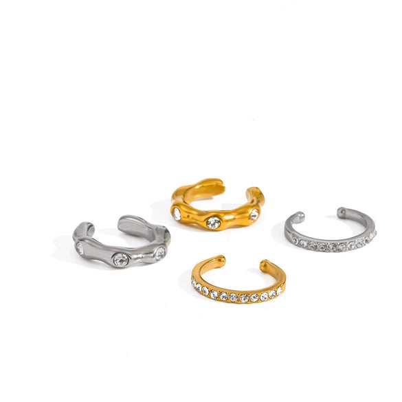 Wholesale Women's Modern Minimalist Geometric Cshaped Real Gold Plated Stainless Steel Ear Cuff Jewelry