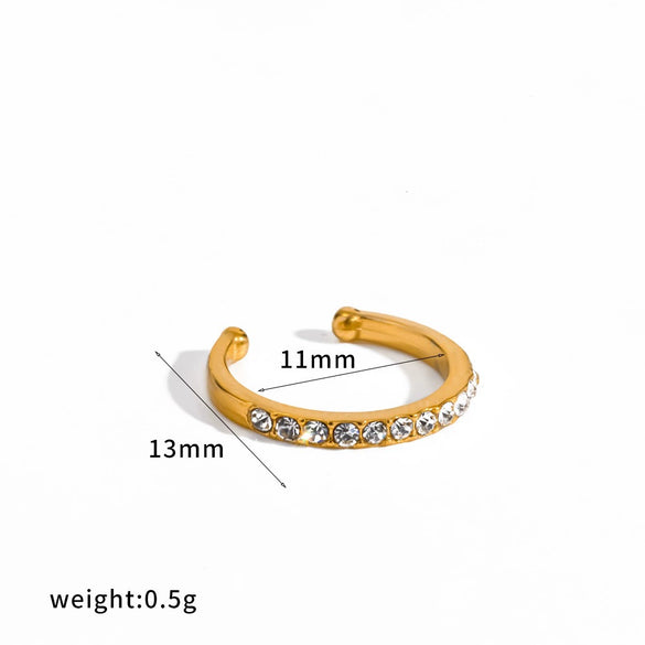 Wholesale Women's Modern Minimalist Geometric Cshaped Real Gold Plated Stainless Steel Ear Cuff Jewelry