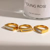 Wholesale Women's Modern Minimalist Geometric Diamondencrusted Zircon Stainless Steel Ring With Pvd Furnace Vacuum Real Gold Plating