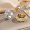 Wholesale Women's Modern Minimalist Gold Plated Fourleaf Clover And Baby's Breath Diamond Flower Ring