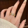 Wholesale Women's Modern Minimalist Gold Plated Fourleaf Clover And Baby's Breath Diamond Flower Ring