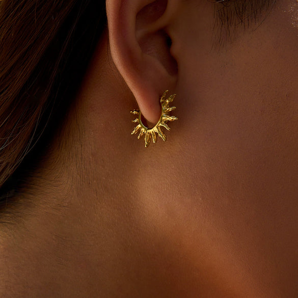 Wholesale Women's Modern Minimalist Stainless Steel Geometric Sun Earrings With Electroplating