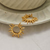 Wholesale Women's Modern Minimalist Stainless Steel Geometric Sun Earrings With Electroplating