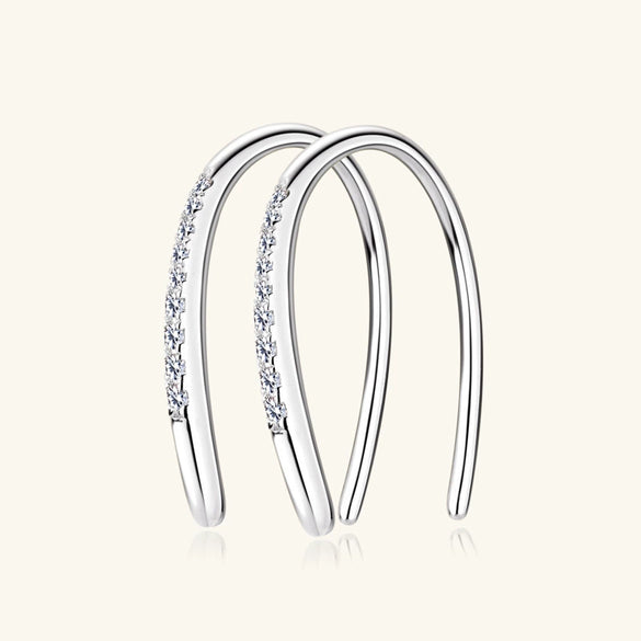 Wholesale Women's Moissanite Earrings In Geometric And Ushape Pattern Made Of S925 Silver With Electroplating Treatment