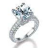 Wholesale Women's Moissanite Fourclaw Microembedded Ring In S925 Sterling Silver With 18K White Gold Electroplated Finish