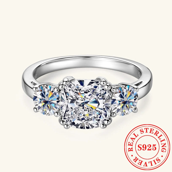 Wholesale Women's Moissanite Ring In Geometric Style S925 Sterling Silver Electroplated With K Gold