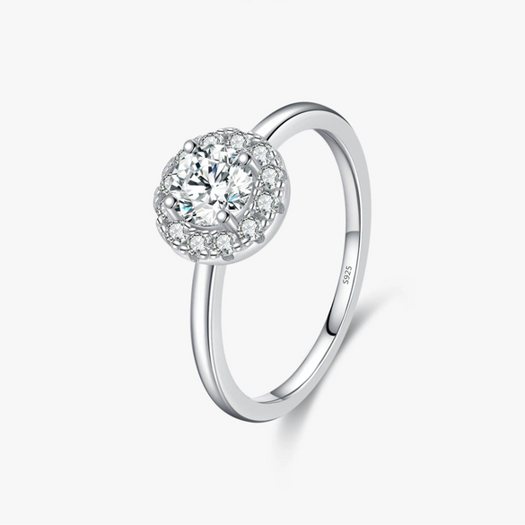 Wholesale Women's Moissanite Ring S925 Sterling Silver Geometric Gem Inlaid Highend Elegant Style