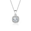 Wholesale Women's Moissanite 925 Sterling Silver Square Pendant Necklace With Cross Chain And Geometric Design
