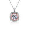Wholesale Women's Moissanite Sugar Cube Pendant Necklace 925 Sterling Silver Geometric Simple Design