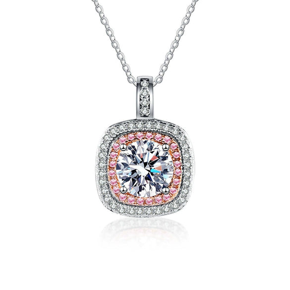 Wholesale Women's Moissanite Sugar Cube Pendant Necklace 925 Sterling Silver Geometric Simple Design