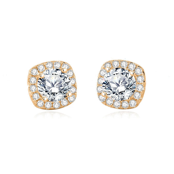 Wholesale Women's Moissanite Zircon S925 Sterling Silver Geometric Style Electroplated Earrings