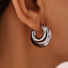 Wholesale Women's Moon Hollow Earrings Stainless Steel 18K Gold Plated Texturized Electroplated Natural Geometric Style