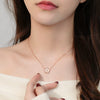 Wholesale Women's Mori Style Cherry Blossom Geometric Flower Inlaid Zircon S925 Sterling Silver Rotating Necklace