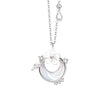 Wholesale Women's Mori Style Cherry Blossom Geometric Flower Inlaid Zircon S925 Sterling Silver Rotating Necklace