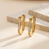 Wholesale Women's Motherofpearl Geometric Stainless Steel Earrings With Vacuum Real Gold Plating