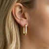 Wholesale Women's Motherofpearl Geometric Stainless Steel Earrings With Vacuum Real Gold Plating