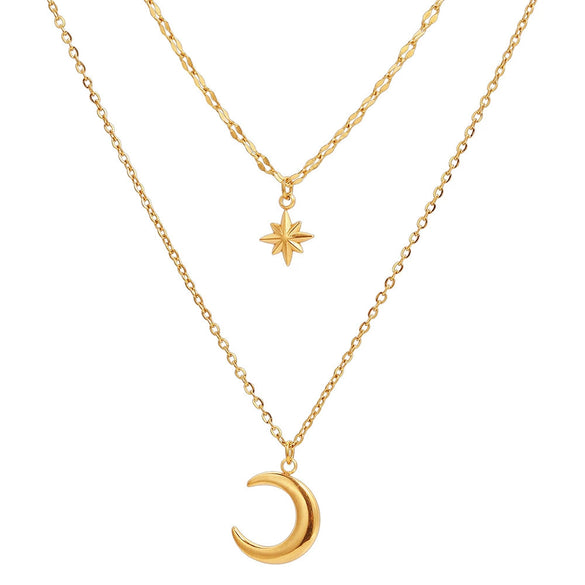 Wholesale Women's Motherofpearl Star Necklace With Real Gold Plating In The Furnace And Blade Chain