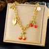 Wholesale Women's Multi Element Fruit Shaped Pendant Necklace With Stainless Steel O Chain And Electroplating
