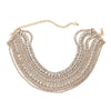 Wholesale Women's Multi Layer Alloy Glass Diamond Geometric Snake Bone Chain Necklace