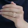 Wholesale Women's Multi Layer Cross Ring Copper Material Geometric Style Micro Inlaid Zirconia