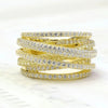 Wholesale Women's Multi Layer Cross Ring Copper Material Geometric Style Micro Inlaid Zirconia
