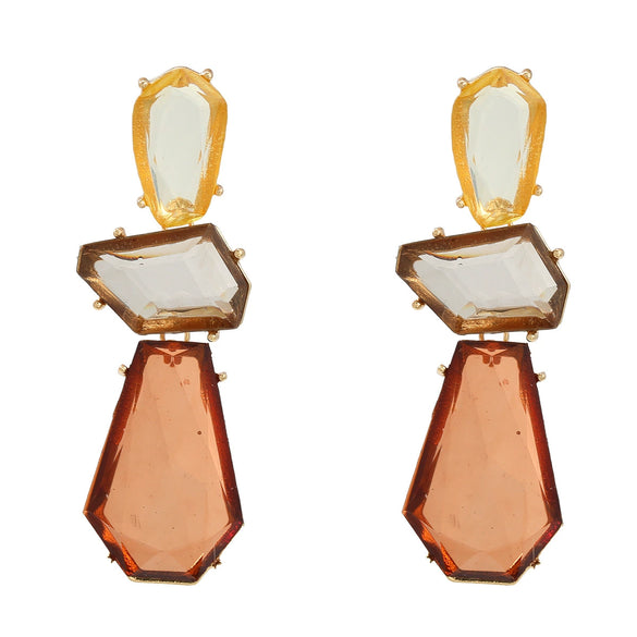 Wholesale Women's Multi Layer Geometric Acetate Plate Earrings With Electroplating Treatment