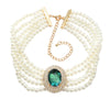 Wholesale Women's Multi Layer Imitation Pearl Necklace With Alloy Oval Pendant And Snake Bone Chain Geometric Diamond Design