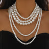 Wholesale Women's Multi Layer Imitation Pearl Necklace With Geometric Pattern Ball Chain Baroque Retro Style