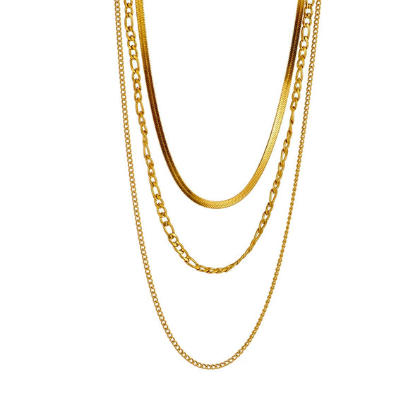 Wholesale Women's Multi Layer Titanium Steel Chain Necklace With Geometric Pattern Electroplated Simple Elegant And Versatile