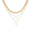 Wholesale Women's Multi Layer Water Drop Imitation Pearl Tassel Pendant Necklace In Geometric Style Made Of Stainless Steel With Electroplating