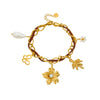Wholesale Women's Multielement Retro Goldplated Stainless Steel Bracelet With Flower And Butterfly Pendant In Maillard Style