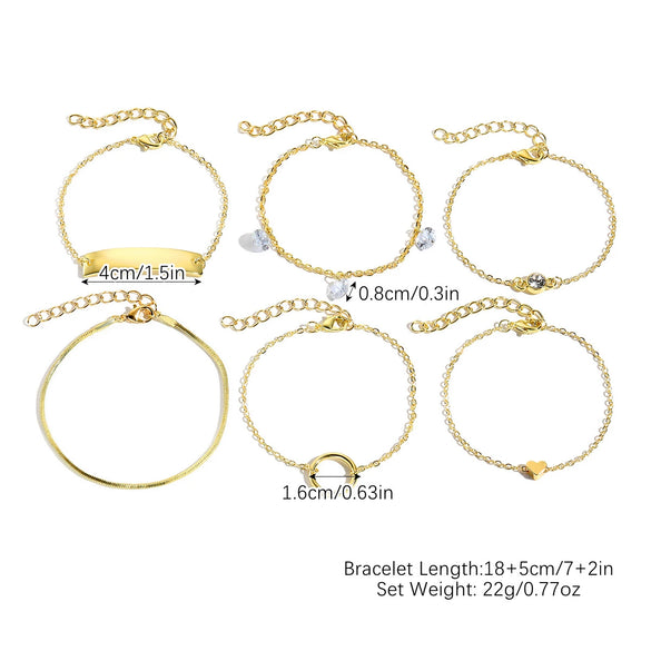 Wholesale Women's Multilayer Anklet Suit Alloy Geometric Marine Style Metal Chain With Inlaid Artificial Gemstones And Semiprecious Stones