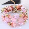 Wholesale Women's Multilayer Bracelet Alloy Shell Turquoise Crystal Mix Geometric Electroplated