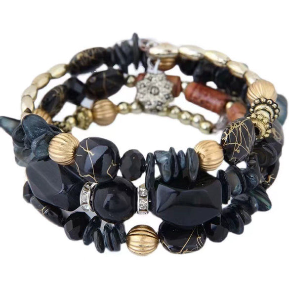 Wholesale Women's Multilayer Bracelet Alloy Shell Turquoise Crystal Mix Geometric Electroplated