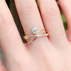 Wholesale Women's Multilayer Geometric Design Copper Ring With Fourprong Inlaid Zirconia