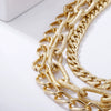 Wholesale Women's Multilayer Geometric Hollow Metal Necklace With Electroplating And Stitching