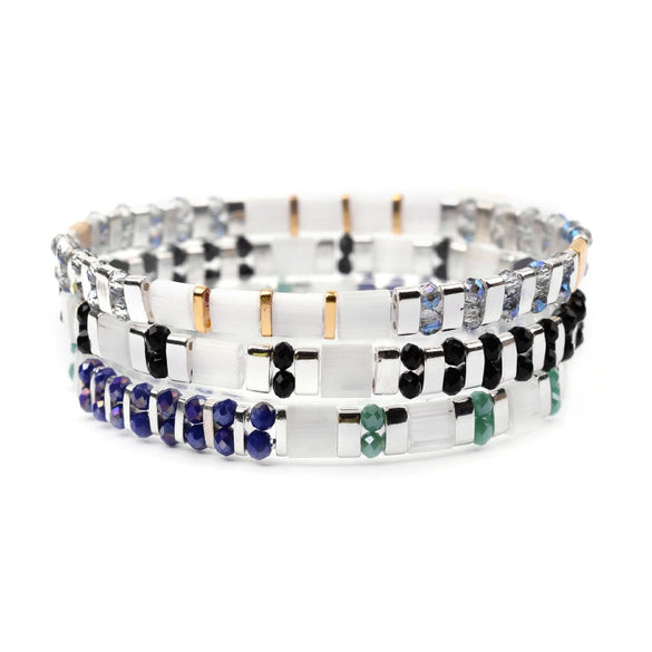 Wholesale Women's Multilayer Handwoven Beaded Bracelet Glass Colored Glaze Geometric Style Jewelry