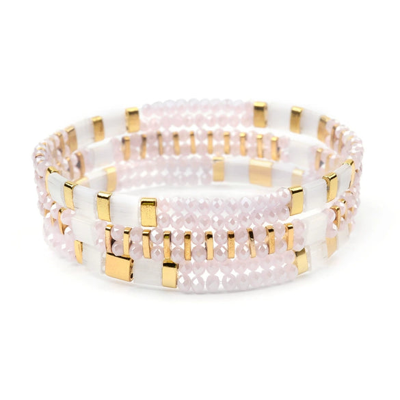 Wholesale Women's Multilayer Handwoven Beaded Bracelet Glass Colored Glaze Geometric Style Jewelry